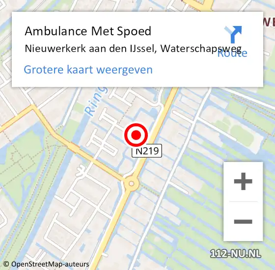 Locatie op kaart van de 112 melding: Ambulance Met Spoed Naar Nieuwerkerk aan den IJssel, Waterschapsweg op 15 september 2022 07:17