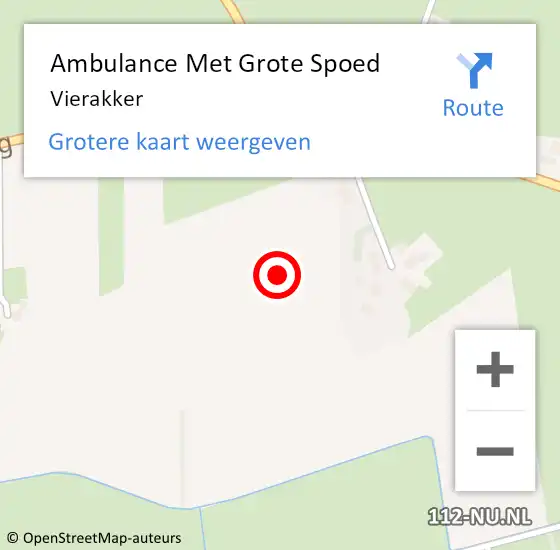 Locatie op kaart van de 112 melding: Ambulance Met Grote Spoed Naar Vierakker op 15 september 2022 07:21