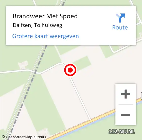 Locatie op kaart van de 112 melding: Brandweer Met Spoed Naar Dalfsen, Tolhuisweg op 15 september 2022 07:37