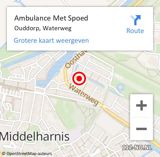 Locatie op kaart van de 112 melding: Ambulance Met Spoed Naar Ouddorp, Waterweg op 15 september 2022 07:38