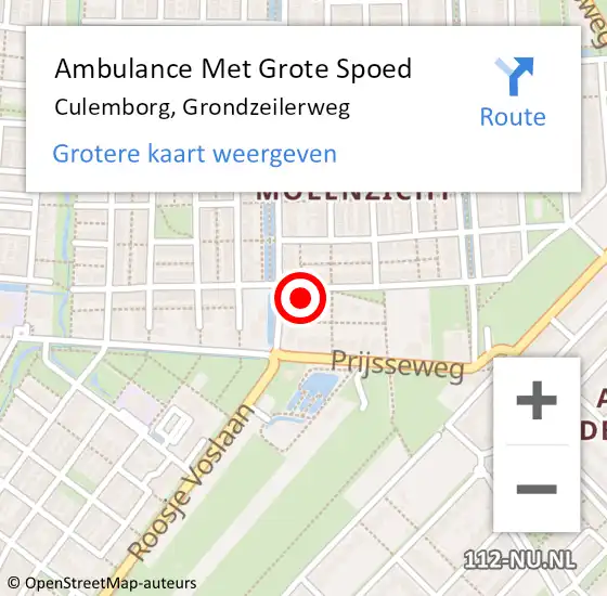 Locatie op kaart van de 112 melding: Ambulance Met Grote Spoed Naar Culemborg, Grondzeilerweg op 15 september 2022 07:40