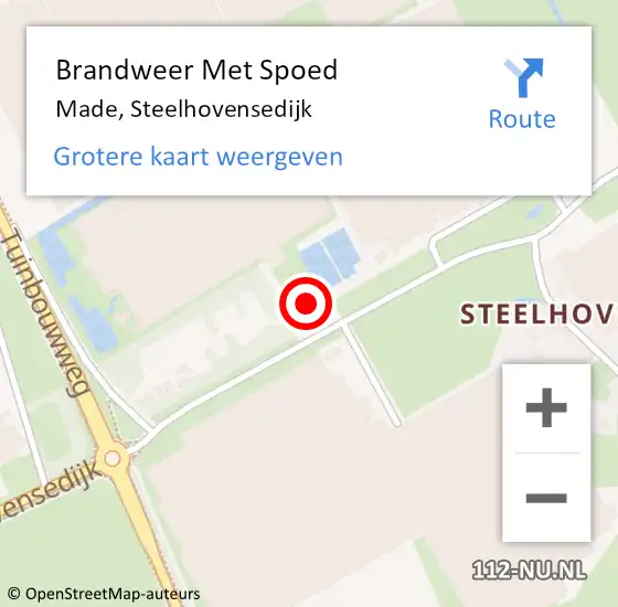 Locatie op kaart van de 112 melding: Brandweer Met Spoed Naar Made, Steelhovensedijk op 15 september 2022 07:41