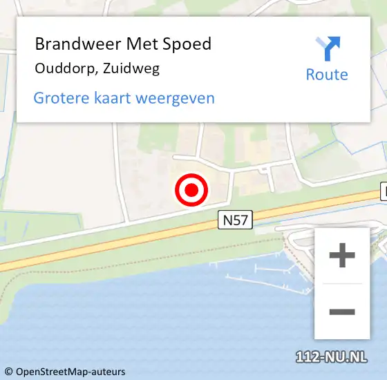 Locatie op kaart van de 112 melding: Brandweer Met Spoed Naar Ouddorp, Zuidweg op 15 september 2022 07:44