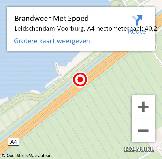 Locatie op kaart van de 112 melding: Brandweer Met Spoed Naar Leidschendam-Voorburg, A4 hectometerpaal: 40,2 op 15 september 2022 08:17