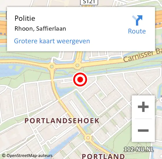 Locatie op kaart van de 112 melding: Politie Rhoon, Saffierlaan op 15 september 2022 08:18