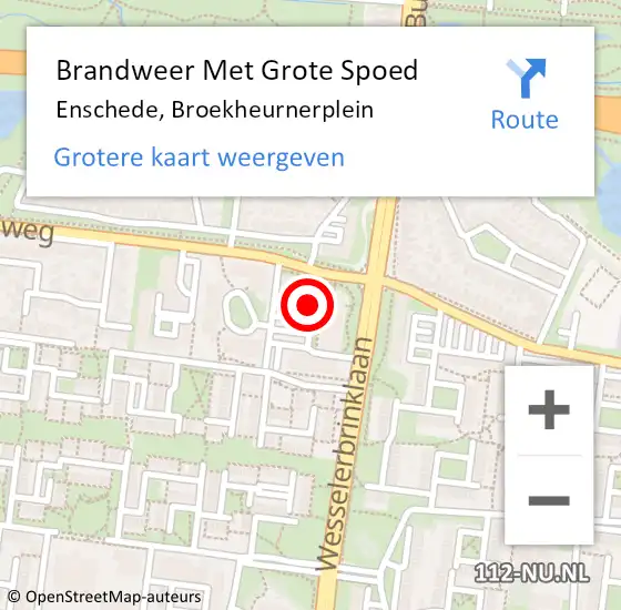 Locatie op kaart van de 112 melding: Brandweer Met Grote Spoed Naar Enschede, Broekheurnerplein op 15 september 2022 08:43