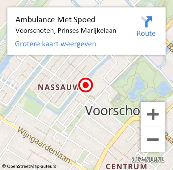 Locatie op kaart van de 112 melding: Ambulance Met Spoed Naar Voorschoten, Prinses Marijkelaan op 15 september 2022 09:01