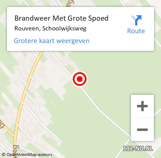Locatie op kaart van de 112 melding: Brandweer Met Grote Spoed Naar Rouveen, Schoolwijksweg op 15 september 2022 09:12