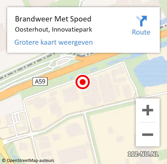 Locatie op kaart van de 112 melding: Brandweer Met Spoed Naar Oosterhout, Innovatiepark op 15 september 2022 09:38