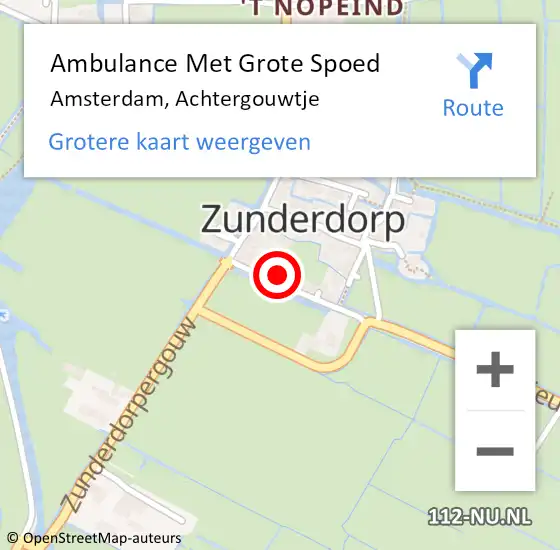 Locatie op kaart van de 112 melding: Ambulance Met Grote Spoed Naar Amsterdam, Achtergouwtje op 15 september 2022 09:40