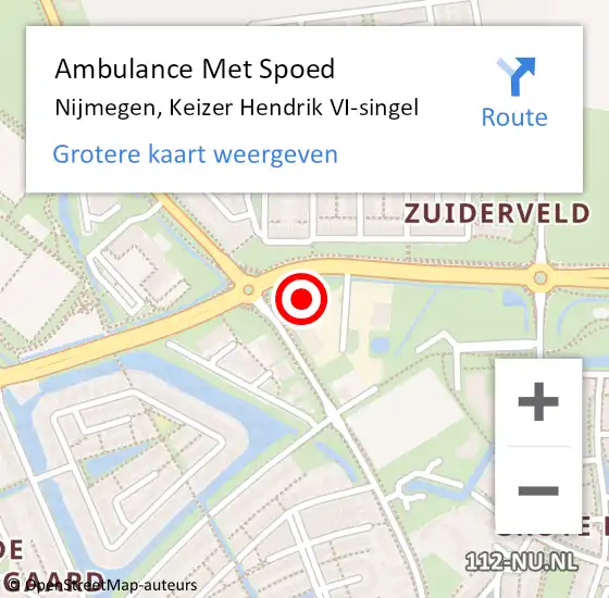 Locatie op kaart van de 112 melding: Ambulance Met Spoed Naar Nijmegen, Keizer Hendrik VI-singel op 15 september 2022 09:43