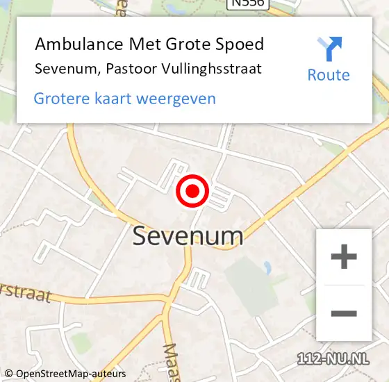 Locatie op kaart van de 112 melding: Ambulance Met Grote Spoed Naar Sevenum, Pastoor Vullinghsstraat op 29 juli 2014 12:13