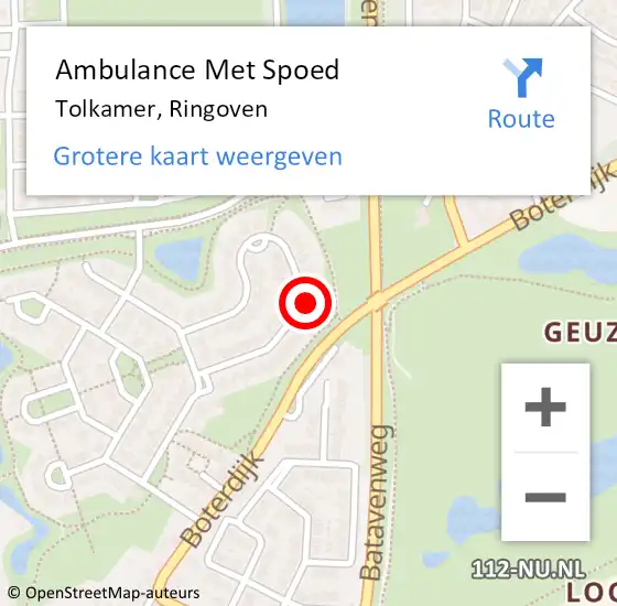 Locatie op kaart van de 112 melding: Ambulance Met Spoed Naar Tolkamer, Ringoven op 15 september 2022 10:12