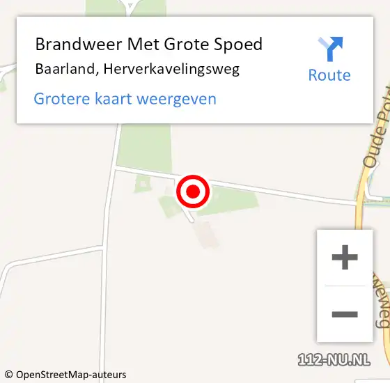 Locatie op kaart van de 112 melding: Brandweer Met Grote Spoed Naar Baarland, Herverkavelingsweg op 15 september 2022 10:18