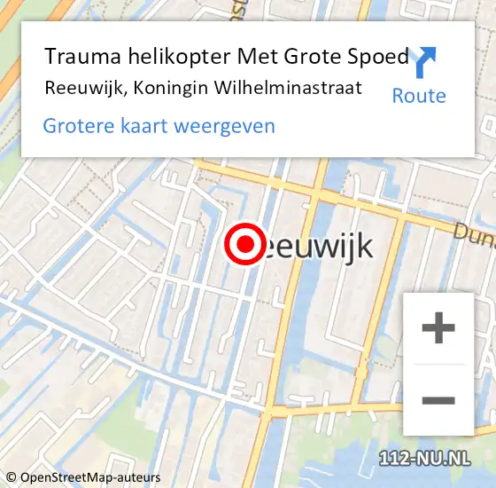 Locatie op kaart van de 112 melding: Trauma helikopter Met Grote Spoed Naar Reeuwijk, Koningin Wilhelminastraat op 15 september 2022 10:41
