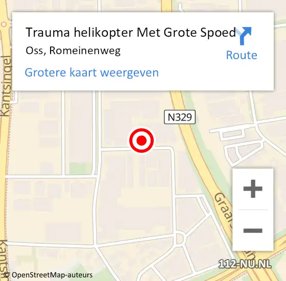 Locatie op kaart van de 112 melding: Trauma helikopter Met Grote Spoed Naar Oss, Romeinenweg op 15 september 2022 10:42