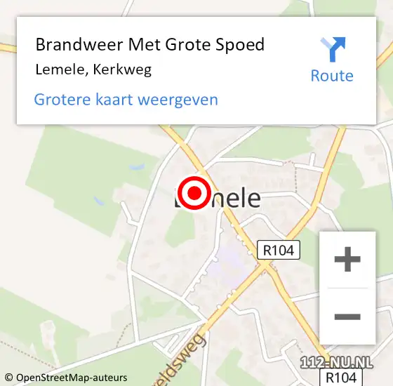 Locatie op kaart van de 112 melding: Brandweer Met Grote Spoed Naar Lemele, Kerkweg op 15 september 2022 10:57