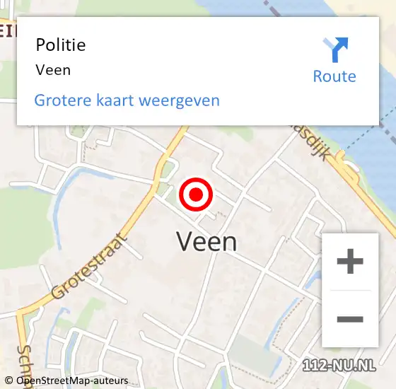 Locatie op kaart van de 112 melding: Politie Veen op 15 september 2022 11:09