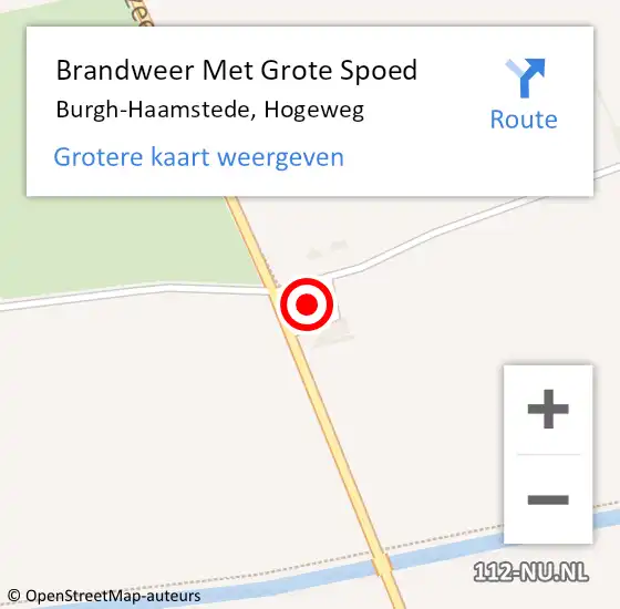 Locatie op kaart van de 112 melding: Brandweer Met Grote Spoed Naar Burgh-Haamstede, Hogeweg op 15 september 2022 11:12