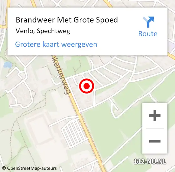 Locatie op kaart van de 112 melding: Brandweer Met Grote Spoed Naar Venlo, Spechtweg op 15 september 2022 11:31