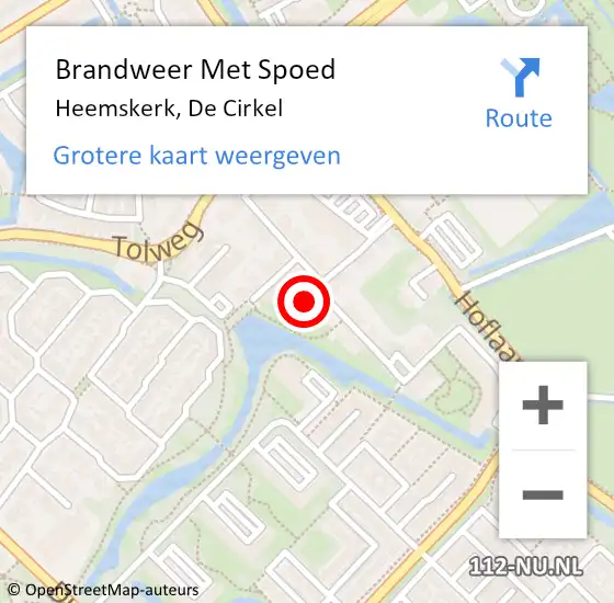 Locatie op kaart van de 112 melding: Brandweer Met Spoed Naar Heemskerk, De Cirkel op 15 september 2022 11:43