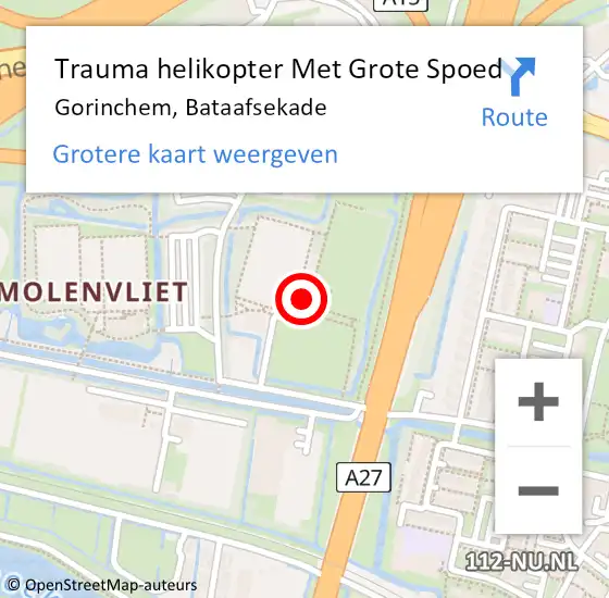 Locatie op kaart van de 112 melding: Trauma helikopter Met Grote Spoed Naar Gorinchem, Bataafsekade op 15 september 2022 12:08