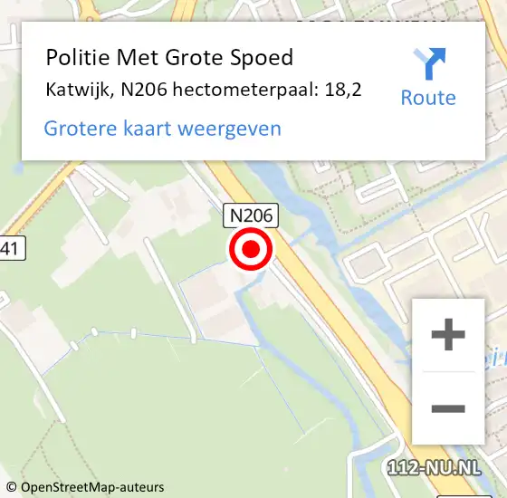 Locatie op kaart van de 112 melding: Politie Met Grote Spoed Naar Katwijk, N206 hectometerpaal: 18,2 op 15 september 2022 12:23