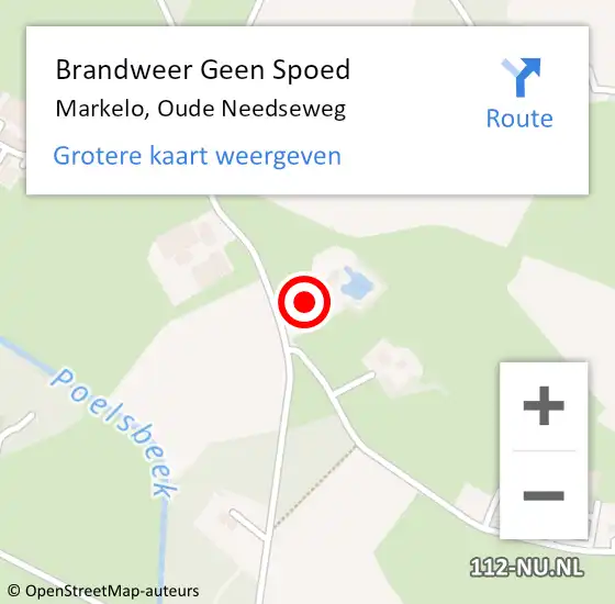 Locatie op kaart van de 112 melding: Brandweer Geen Spoed Naar Markelo, Oude Needseweg op 15 september 2022 12:41