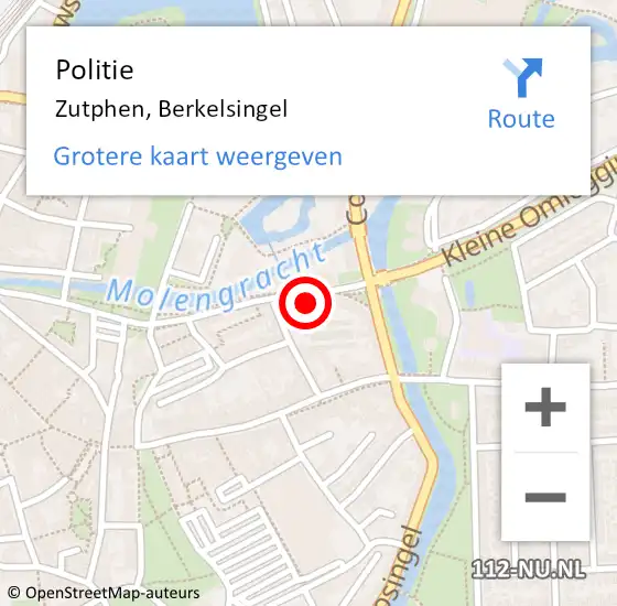 Locatie op kaart van de 112 melding: Politie Zutphen, Berkelsingel op 15 september 2022 12:43