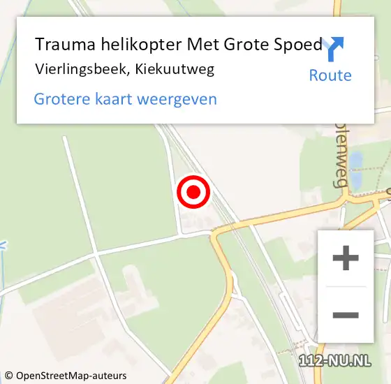 Locatie op kaart van de 112 melding: Trauma helikopter Met Grote Spoed Naar Vierlingsbeek, Kiekuutweg op 15 september 2022 13:08