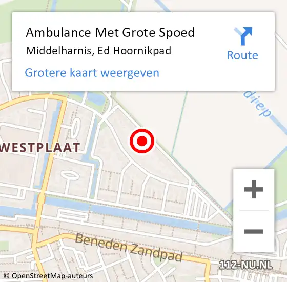 Locatie op kaart van de 112 melding: Ambulance Met Grote Spoed Naar Middelharnis, Ed Hoornikpad op 15 september 2022 13:21