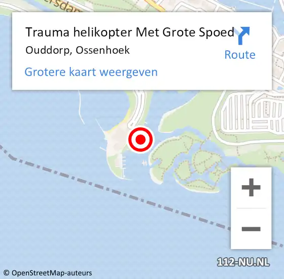 Locatie op kaart van de 112 melding: Trauma helikopter Met Grote Spoed Naar Ouddorp, Ossenhoek op 15 september 2022 13:25