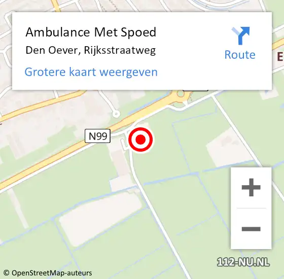 Locatie op kaart van de 112 melding: Ambulance Met Spoed Naar Den Oever, Rijksstraatweg op 15 september 2022 13:25