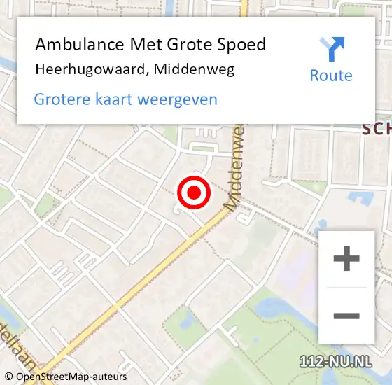 Locatie op kaart van de 112 melding: Ambulance Met Grote Spoed Naar Heerhugowaard, Middenweg op 15 september 2022 13:28