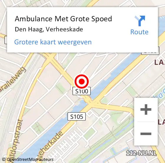 Locatie op kaart van de 112 melding: Ambulance Met Grote Spoed Naar Den Haag, Verheeskade op 15 september 2022 13:28