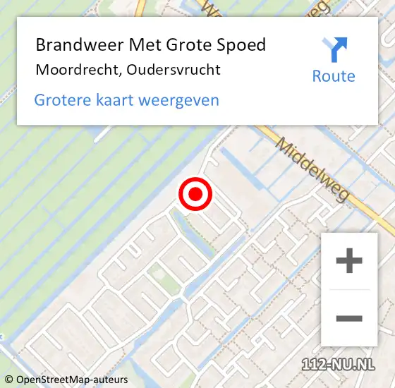 Locatie op kaart van de 112 melding: Brandweer Met Grote Spoed Naar Moordrecht, Oudersvrucht op 15 september 2022 13:29