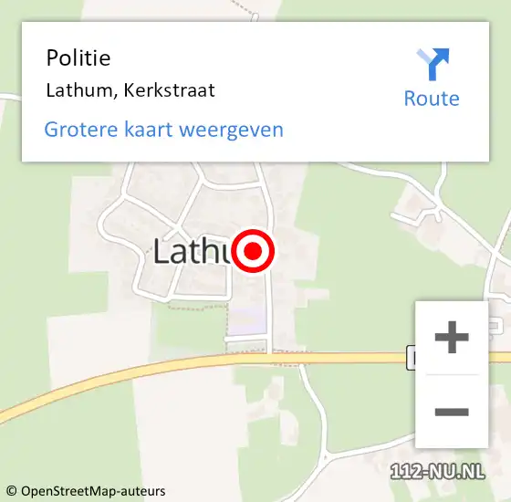 Locatie op kaart van de 112 melding: Politie Lathum, Kerkstraat op 15 september 2022 13:42