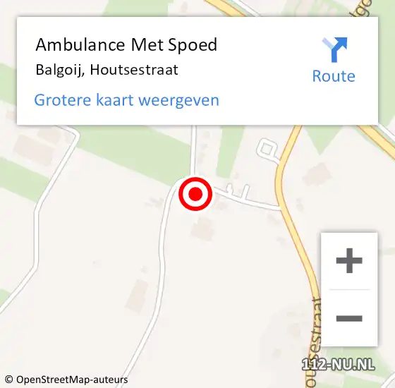 Locatie op kaart van de 112 melding: Ambulance Met Spoed Naar Balgoij, Houtsestraat op 15 september 2022 13:47