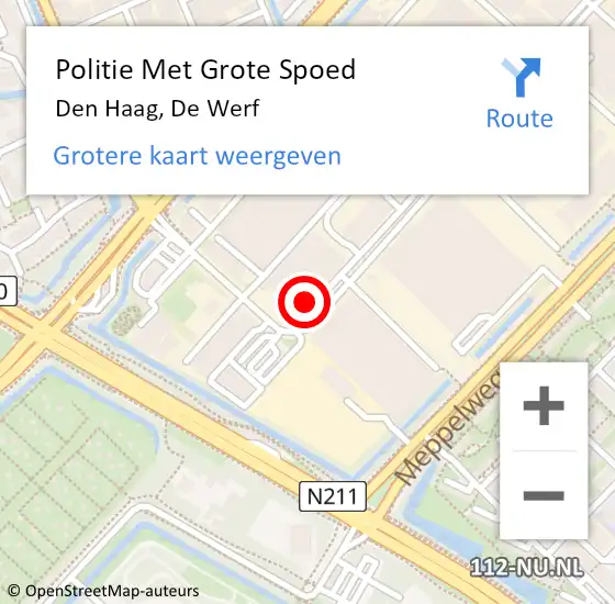 Locatie op kaart van de 112 melding: Politie Met Grote Spoed Naar Den Haag, De Werf op 15 september 2022 13:50