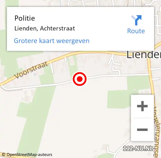 Locatie op kaart van de 112 melding: Politie Lienden, Achterstraat op 15 september 2022 13:58