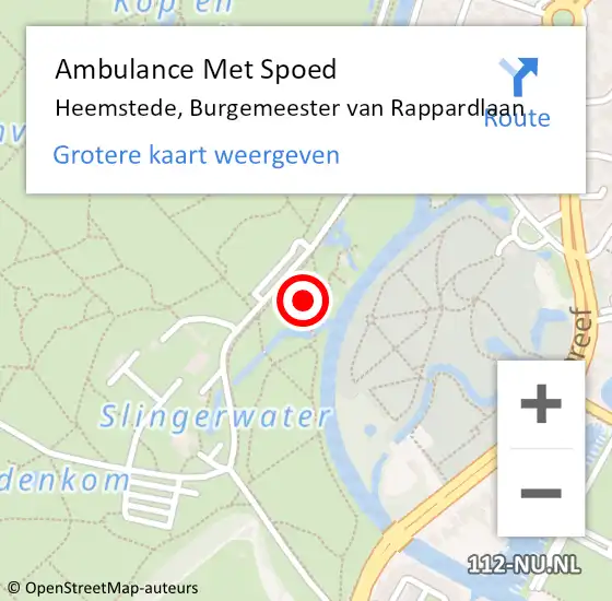 Locatie op kaart van de 112 melding: Ambulance Met Spoed Naar Heemstede, Burgemeester van Rappardlaan op 15 september 2022 14:09