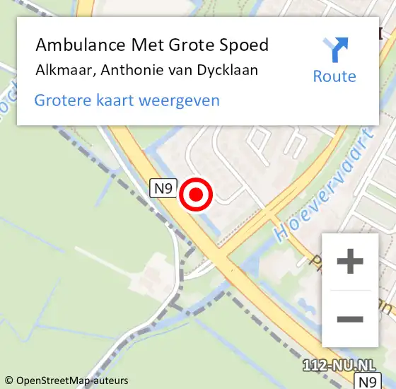 Locatie op kaart van de 112 melding: Ambulance Met Grote Spoed Naar Alkmaar, Anthonie van Dycklaan op 15 september 2022 14:10