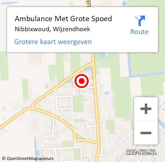 Locatie op kaart van de 112 melding: Ambulance Met Grote Spoed Naar Nibbixwoud, Wijzendhoek op 15 september 2022 14:26