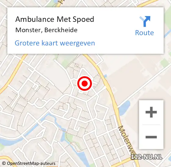 Locatie op kaart van de 112 melding: Ambulance Met Spoed Naar Monster, Berckheide op 29 juli 2014 12:41