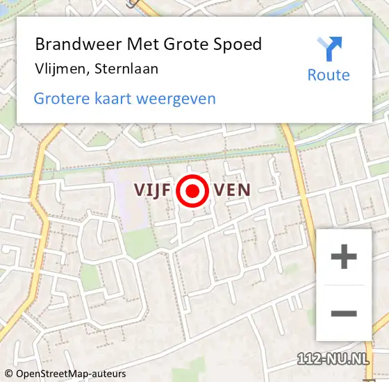 Locatie op kaart van de 112 melding: Brandweer Met Grote Spoed Naar Vlijmen, Sternlaan op 15 september 2022 14:58