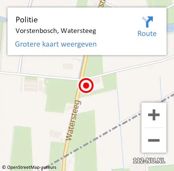 Locatie op kaart van de 112 melding: Politie Vorstenbosch, Watersteeg op 29 juli 2014 12:42