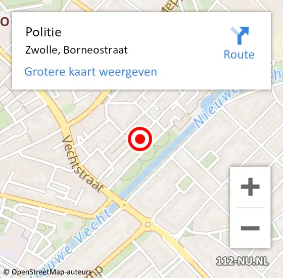 Locatie op kaart van de 112 melding: Politie Zwolle, Borneostraat op 15 september 2022 16:30