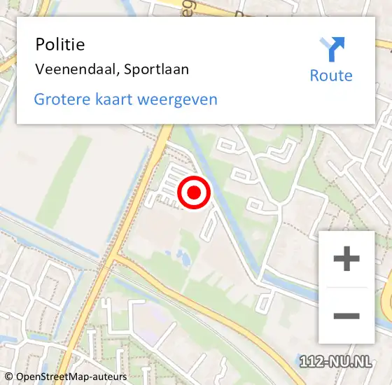Locatie op kaart van de 112 melding: Politie Veenendaal, Sportlaan op 15 september 2022 16:44