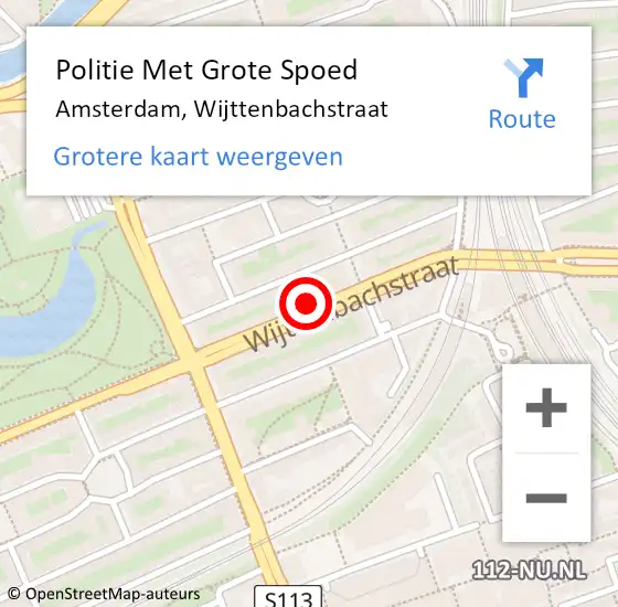 Locatie op kaart van de 112 melding: Politie Met Grote Spoed Naar Amsterdam, Wijttenbachstraat op 15 september 2022 16:52