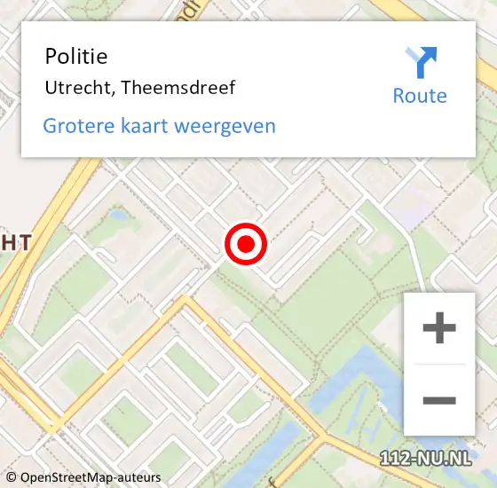 Locatie op kaart van de 112 melding: Politie Utrecht, Theemsdreef op 15 september 2022 17:25